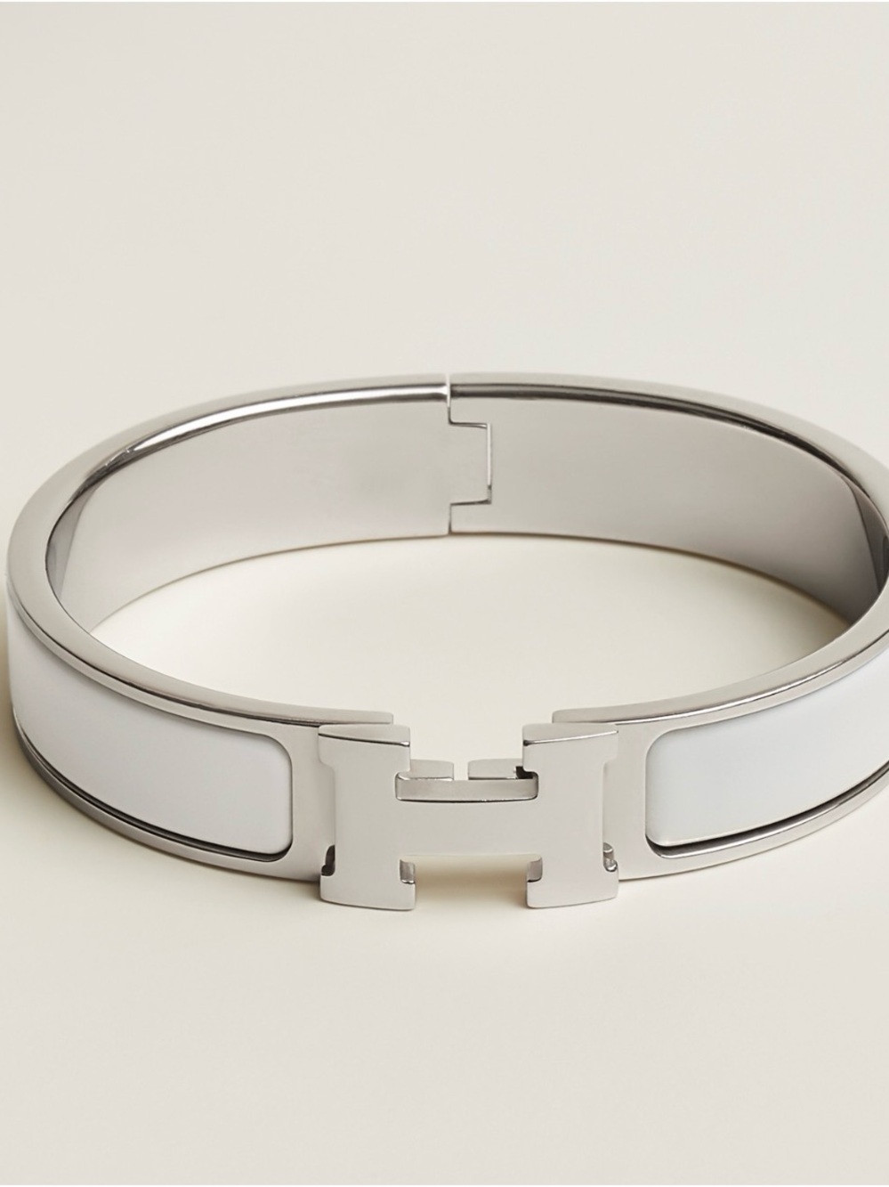 Hermes H Clic-Clac PM Bracelet White with Silver